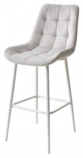 Барный стул ХОФМАН, цвет H-09 Светло-серый, велюр / белый каркас М-City в Покачах - pokachi.mebel-74.com | фото