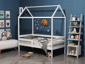 Детская кровать-домик из массива березы Соня-6 (800*1600) Белый/Лак в Покачах - pokachi.mebel-74.com | фото