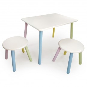Детский комплект стол и два табурета круглых  (Белый, Белый, Цветной) в Покачах - pokachi.mebel-74.com | фото