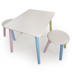 Детский комплект стол и два табурета круглых  (Белый, Белый, Цветной) в Покачах - pokachi.mebel-74.com | фото