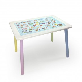 Детский стол с накладкой Алфавит (Белый/Цветной) в Покачах - pokachi.mebel-74.com | фото