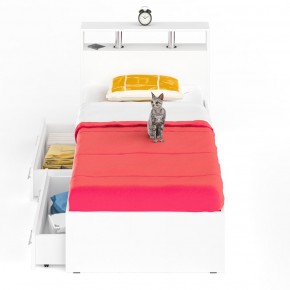 Камелия Кровать с ящиками 0900, цвет белый, ШхГхВ 93,5х217х78,2 см., сп.м. 900х2000 мм., без матраса, основание есть в Покачах - pokachi.mebel-74.com | фото
