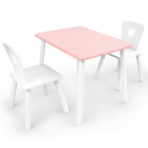 Комплект детской мебели стол и два стула Корона  (Розовый/Белый/Белый) в Покачах - pokachi.mebel-74.com | фото