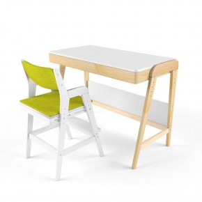 Комплект растущий стол и стул с чехлом 38 попугаев «Вуди» (Белый, Белый, Грин) в Покачах - pokachi.mebel-74.com | фото