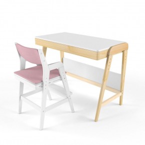 Комплект растущий стол и стул с чехлом 38 попугаев «Вуди» (Белый, Белый, Розовый) в Покачах - pokachi.mebel-74.com | фото