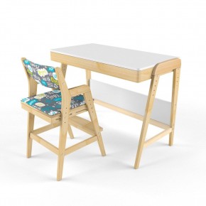 Комплект растущий стол и стул с чехлом 38 попугаев «Вуди» (Белый, Береза, Салют) в Покачах - pokachi.mebel-74.com | фото