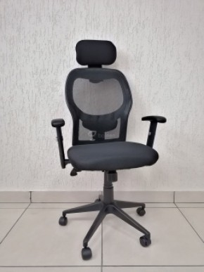 Кресло Barneo K-128 для персонала (черная ткань черная сетка) в Покачах - pokachi.mebel-74.com | фото