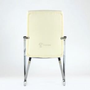 Кресло Barneo K-25 для посетителей и переговорных (хром, бежевая экокожа) в Покачах - pokachi.mebel-74.com | фото