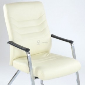 Кресло Barneo K-25 для посетителей и переговорных (хром, бежевая экокожа) в Покачах - pokachi.mebel-74.com | фото