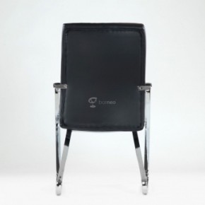 Кресло Barneo K-25 для посетителей и переговорных (хром, черная экокожа) в Покачах - pokachi.mebel-74.com | фото