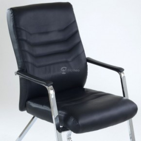 Кресло Barneo K-25 для посетителей и переговорных (хром, черная экокожа) в Покачах - pokachi.mebel-74.com | фото