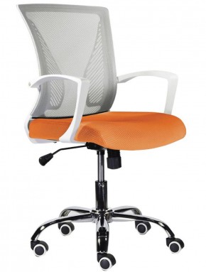 Кресло BRABIX "Wings MG-306", пластик белый, хром, сетка, серое/оранжевое, 532011 в Покачах - pokachi.mebel-74.com | фото