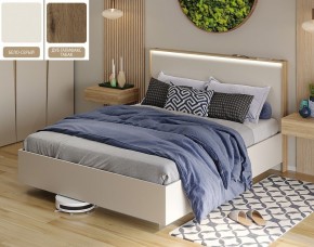 Кровать (Бело-серый U775 ST9/Дуб Галифакс Табак) 1400 в Покачах - pokachi.mebel-74.com | фото