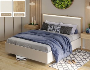 Кровать (Бело-серый U775 ST9/Дуб Небраска натуральный) 1600 в Покачах - pokachi.mebel-74.com | фото