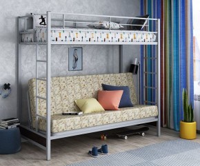 Кровать двухъярусная с диваном "Мадлен" (Серый/Фиолетовый) в Покачах - pokachi.mebel-74.com | фото