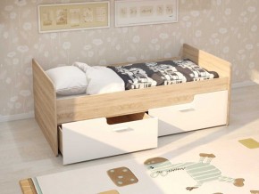 Кровать Умка К-001 + ящики (Дуб Сонома/Белый глянец) в Покачах - pokachi.mebel-74.com | фото