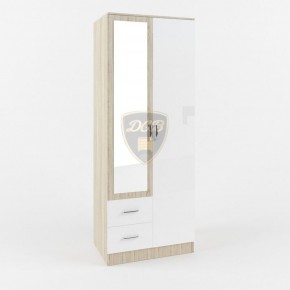 Шкаф 2-х створчатый с зеркалом Софи СШК 800.3 (дуб сонома/белый глянец) в Покачах - pokachi.mebel-74.com | фото