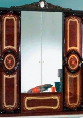 Шкаф 4-х дверный с зеркалами (01.144) Роза (могано) в Покачах - pokachi.mebel-74.com | фото