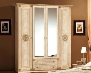 Шкаф 4-х дверный с зеркалами (02.144) Рома (беж) в Покачах - pokachi.mebel-74.com | фото