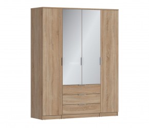 Шкаф 4х дверный с зеркалами Николь СБ-2595/1 (Дуб Сонома) в Покачах - pokachi.mebel-74.com | фото