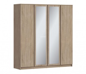 Шкаф 4х дверный с зеркалами Веста СБ-3082 (Дуб Сонома) в Покачах - pokachi.mebel-74.com | фото