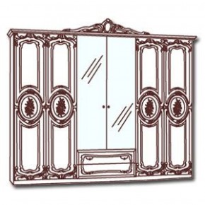 Шкаф 6-и дверный с зеркалами (01.146) Роза (беж) в Покачах - pokachi.mebel-74.com | фото
