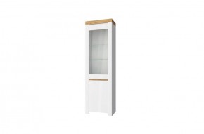 Шкаф с витриной  1V1D, TAURUS, цвет белый/дуб вотан в Покачах - pokachi.mebel-74.com | фото