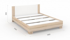 Спальня Аврора Кровать 160 со встроенным основанием под матрас Дуб сонома/Белый в Покачах - pokachi.mebel-74.com | фото